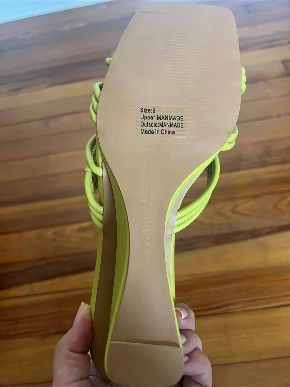 Gabrielle Union Lime Green Braided Wedge Sandals Square Toe Slip On NWOB Size 9